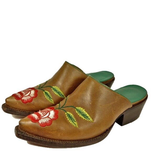 Caborca Western Flower Embroiderd Mule Boot Slides Sz 5.5 - Picture 2 of 8